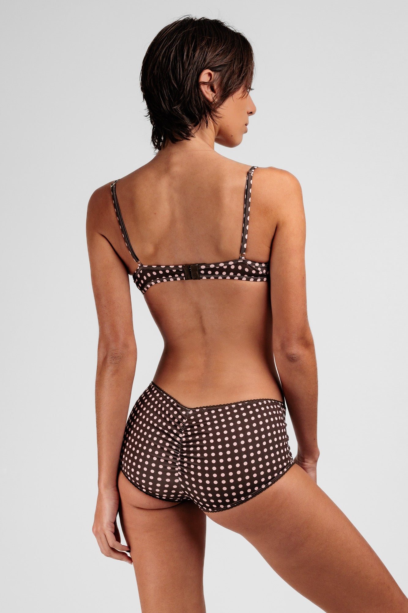 Balconnet Marron à Pois Rose | Lingerie